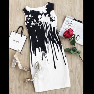 Contrast Drip Print Sheath Dress